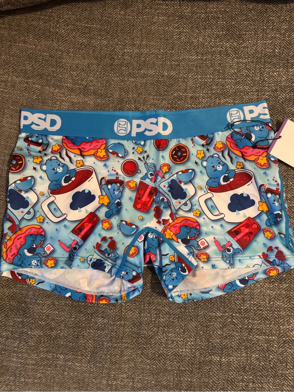PSD Womens Light Blue Care Bears Boyshort panties with Multicolor Print Sz m